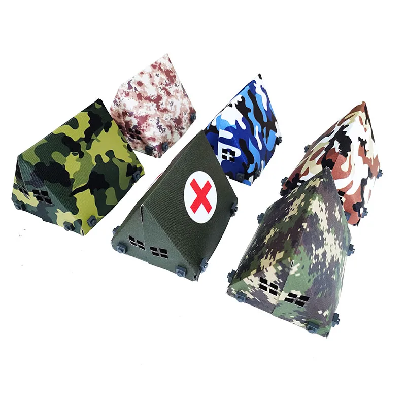 WW2 Military Camouflage Tent Battle Field Tentage Building Blocks Marching Tent Army Soldier Medical Team MOC Brick Toy Weapon