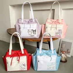 Sanrio Kuromi Cinnamoroll Cartoon Shoulder Bag Kawaii Large Capacity Contrast Waterproof Bundle Pocket Cute Girl Heart Handbag