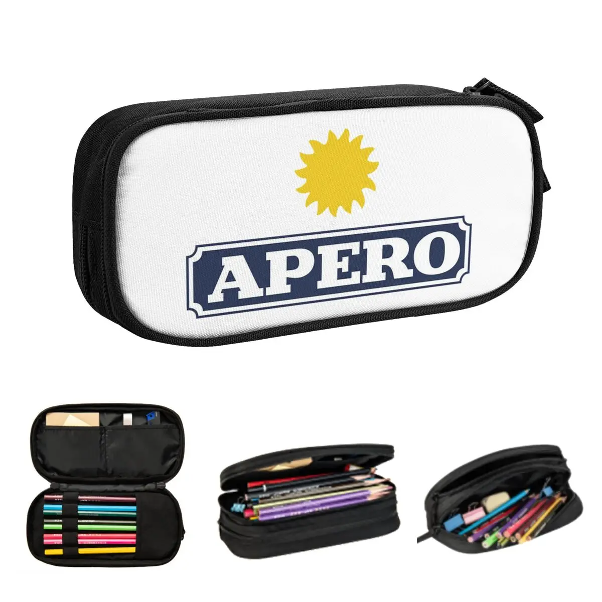 مقلمة Aperitif Apero للطلاب صندوق القلم المدرسية حقيبة أقلام رصاص تخزين كبيرة حامل القلم الرصاص