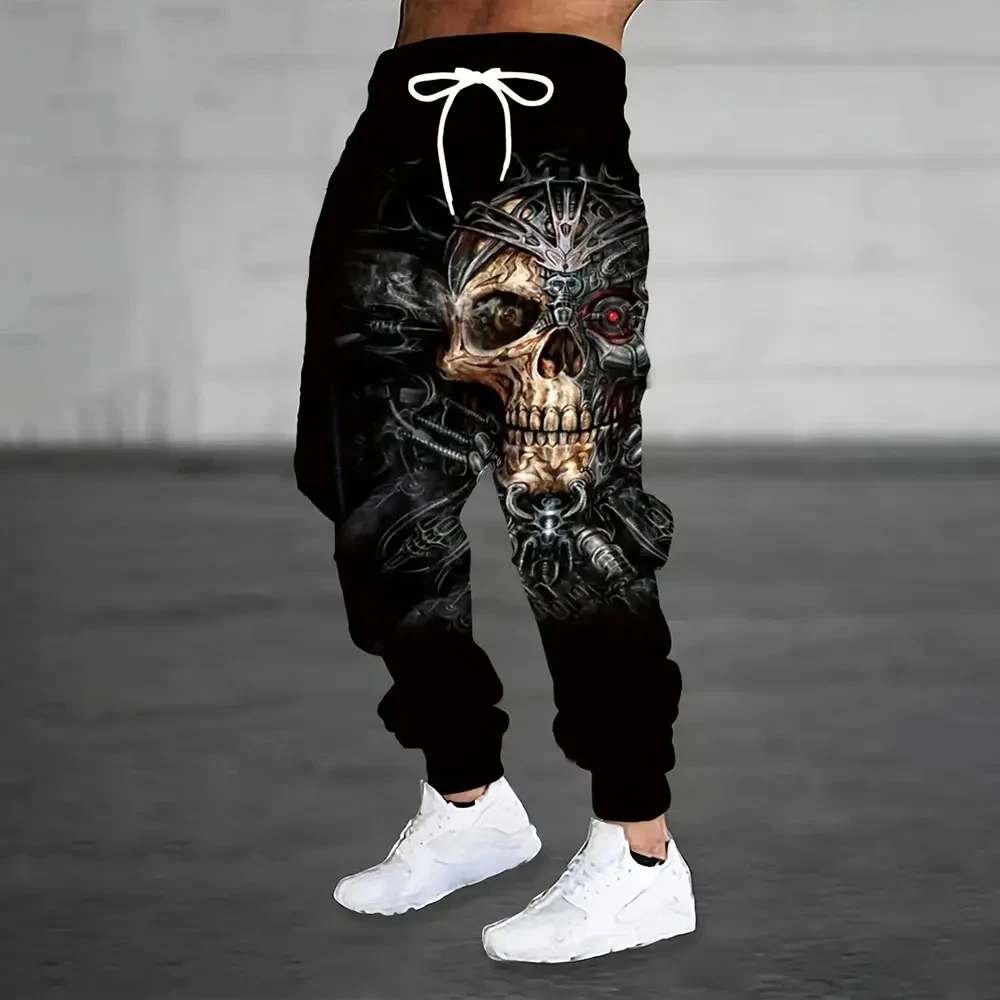 New men's autumn fashion sports pants mechanical skeleton 3D printed pants neutral street casual sports jogging pants Z0122