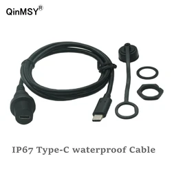 IP67 WaterProof Type-c Cable USB C 10Gbps Male To Female Panel Mount Connector 90 Degree Right Angle Extension Cord USB-C Cable