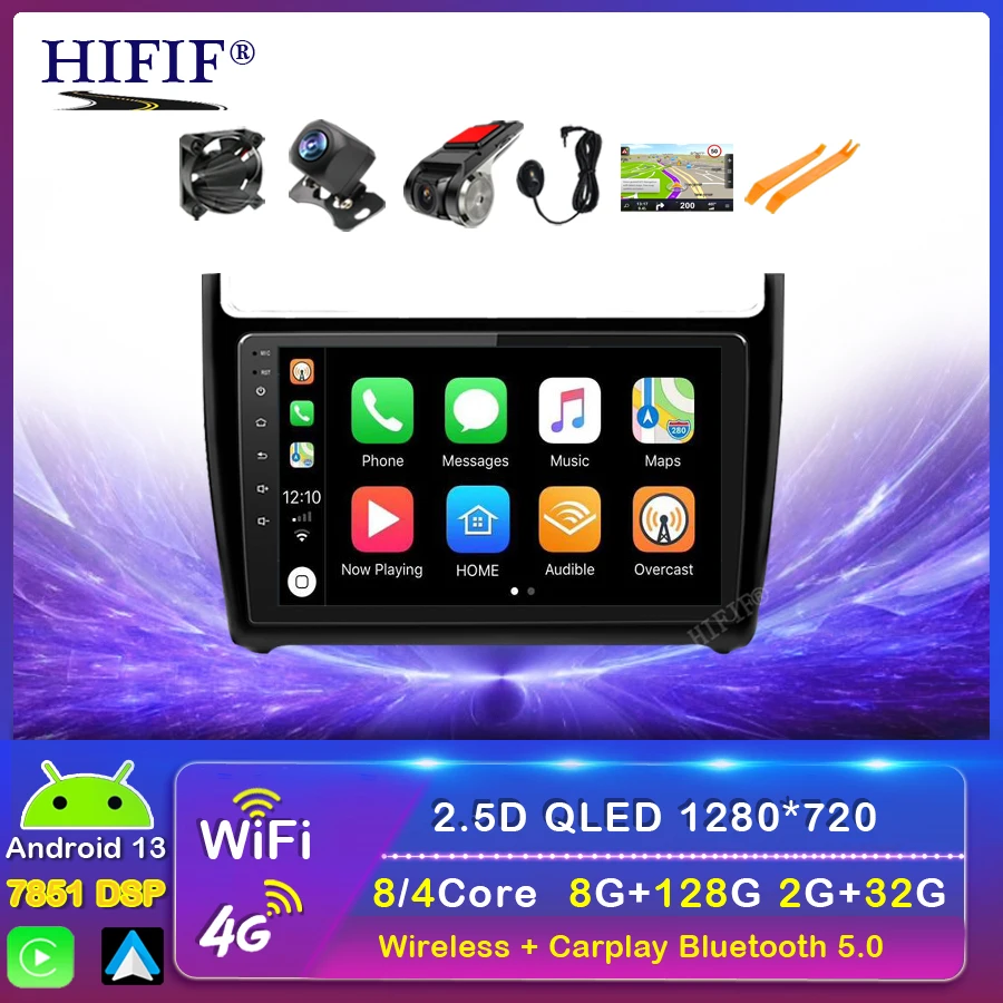 Car Radio GPS Navigation Multimedia Player For VW Volkswagen POLO Sedan 2008-2015 2Din Android 13 DSP Auto Stereo Headunit Video