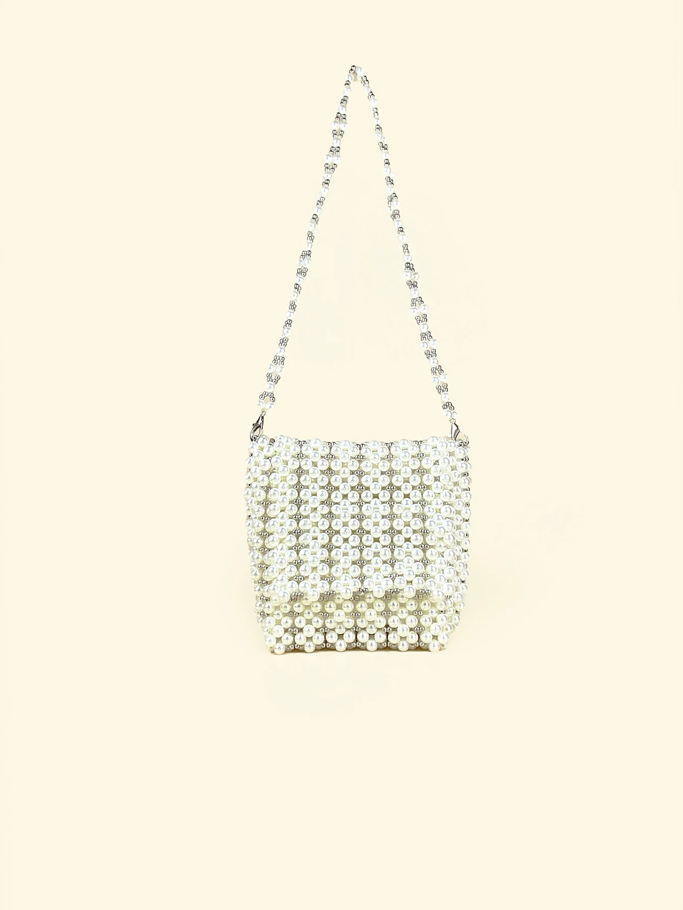 Fashionable woven pearl exquisite shoulder bag, retro beaded female niche versatile mobile phone bag, shoulder bag