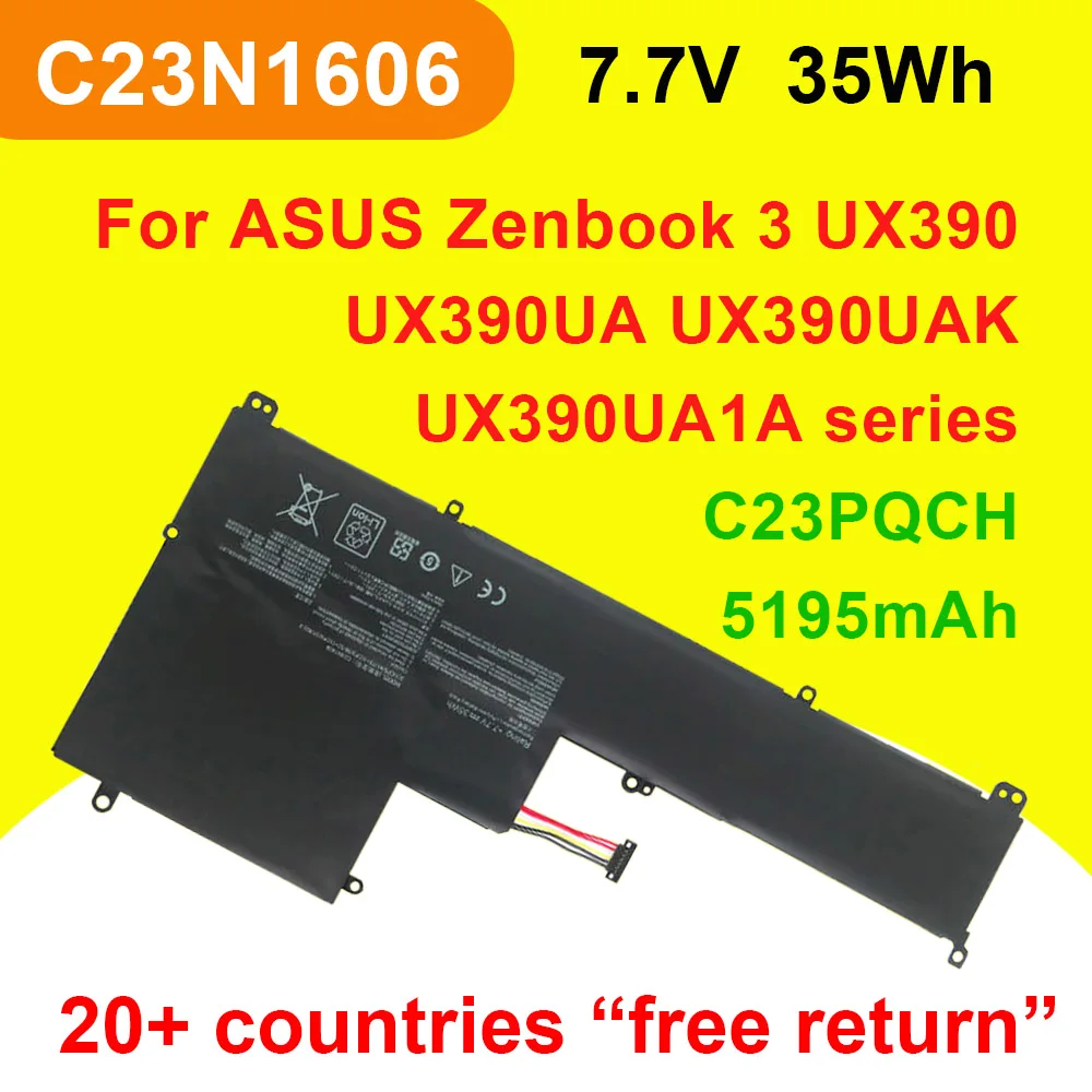 

7.7V 35Wh C23N1606 Laptop Battery For ASUS Zenbook 3 UX390 UX390UA UX390UAK UX390UA-1A UX390UA1A C23PQCH With Tracking Number