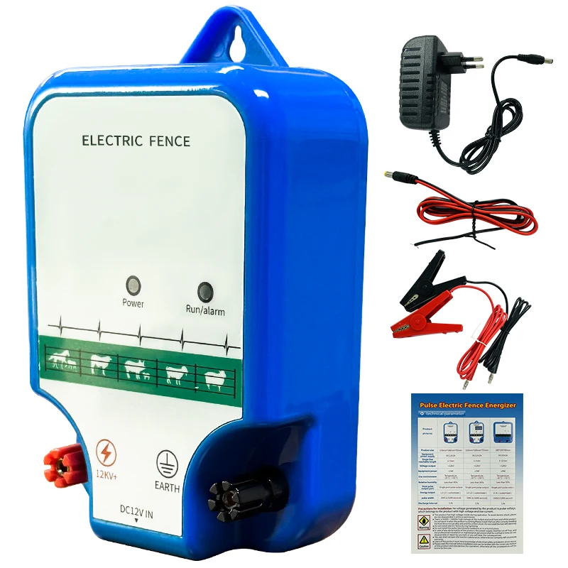 

Electric Fence Energizer for Livestock , 12 kV 1.5 Joules Electric Fence Charger High-Power Charger for Farm Cows Cattle Horse