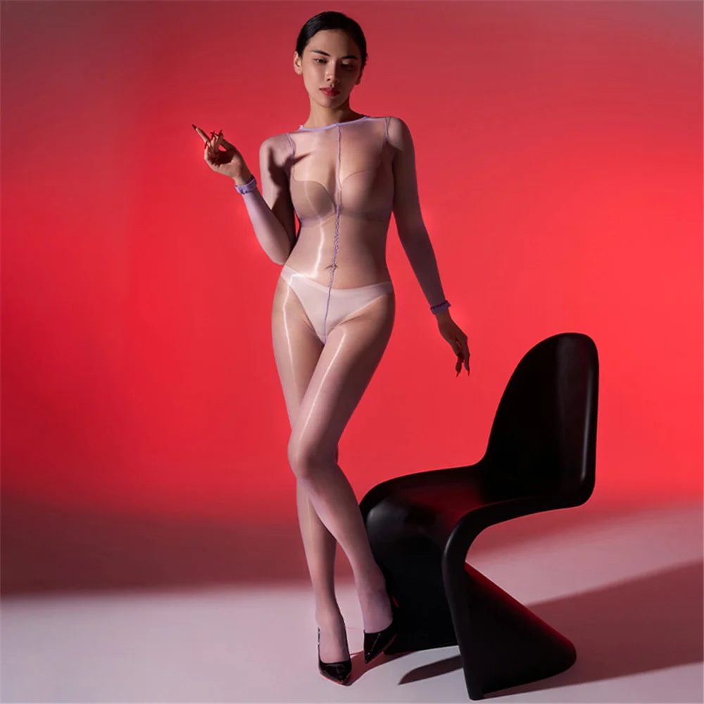 مثير المرأة 1D رقيقة النفط لامعة لامعة مطاطا ارتداءها شير انظر من خلال خادمة الجوارب حللا الرقص تشكيل أسفل يوتار