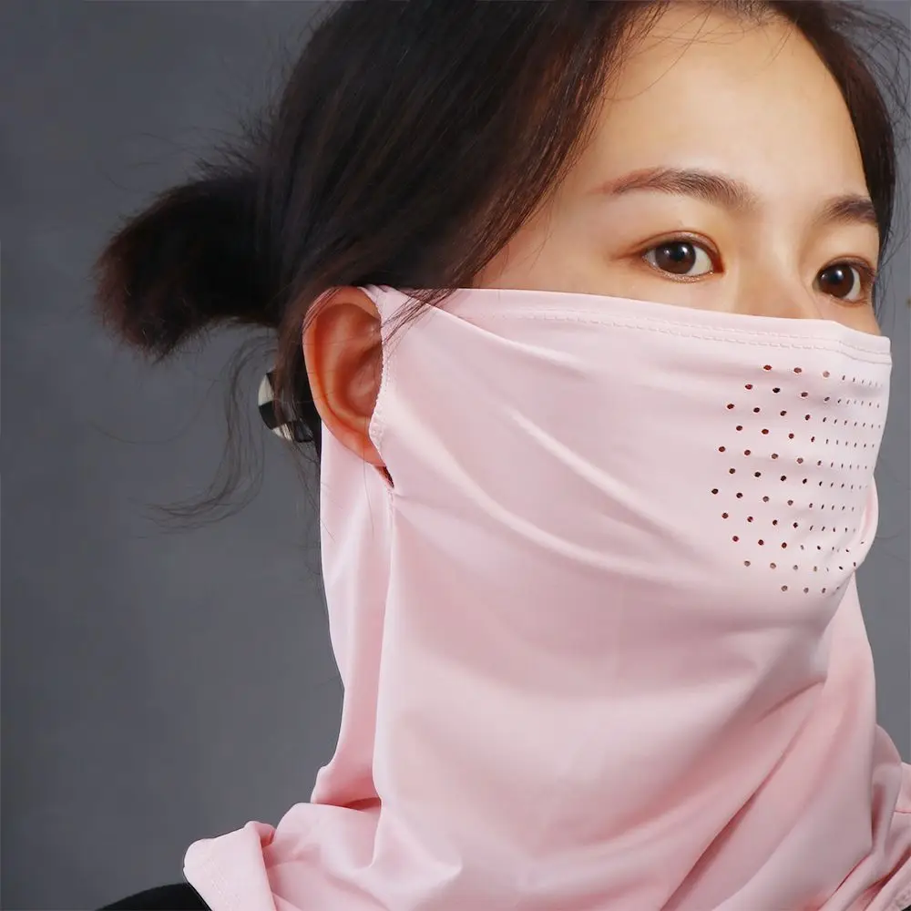 Sun Proof Bib Outdoor Summer Face Scarves Neck Wrap Cover Sunscreen Face Scarf Neck Wrap Cover Face Cover Ice Silk Mask