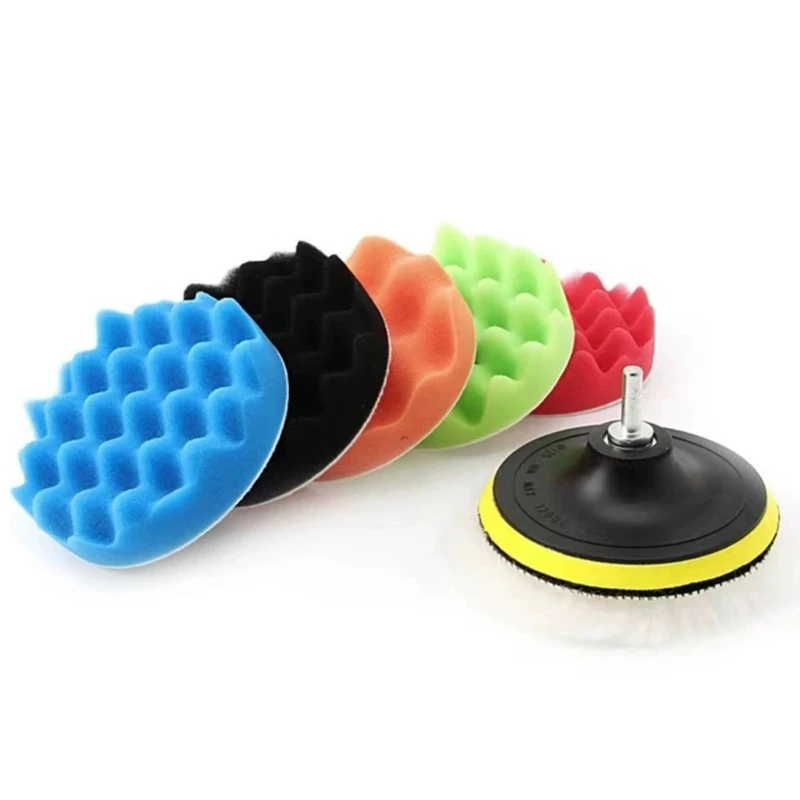 A2UC 8Pcs Car Waxing Tool 7Inch Sponge Buffing Polishing Pad for Vehicle Cleaning