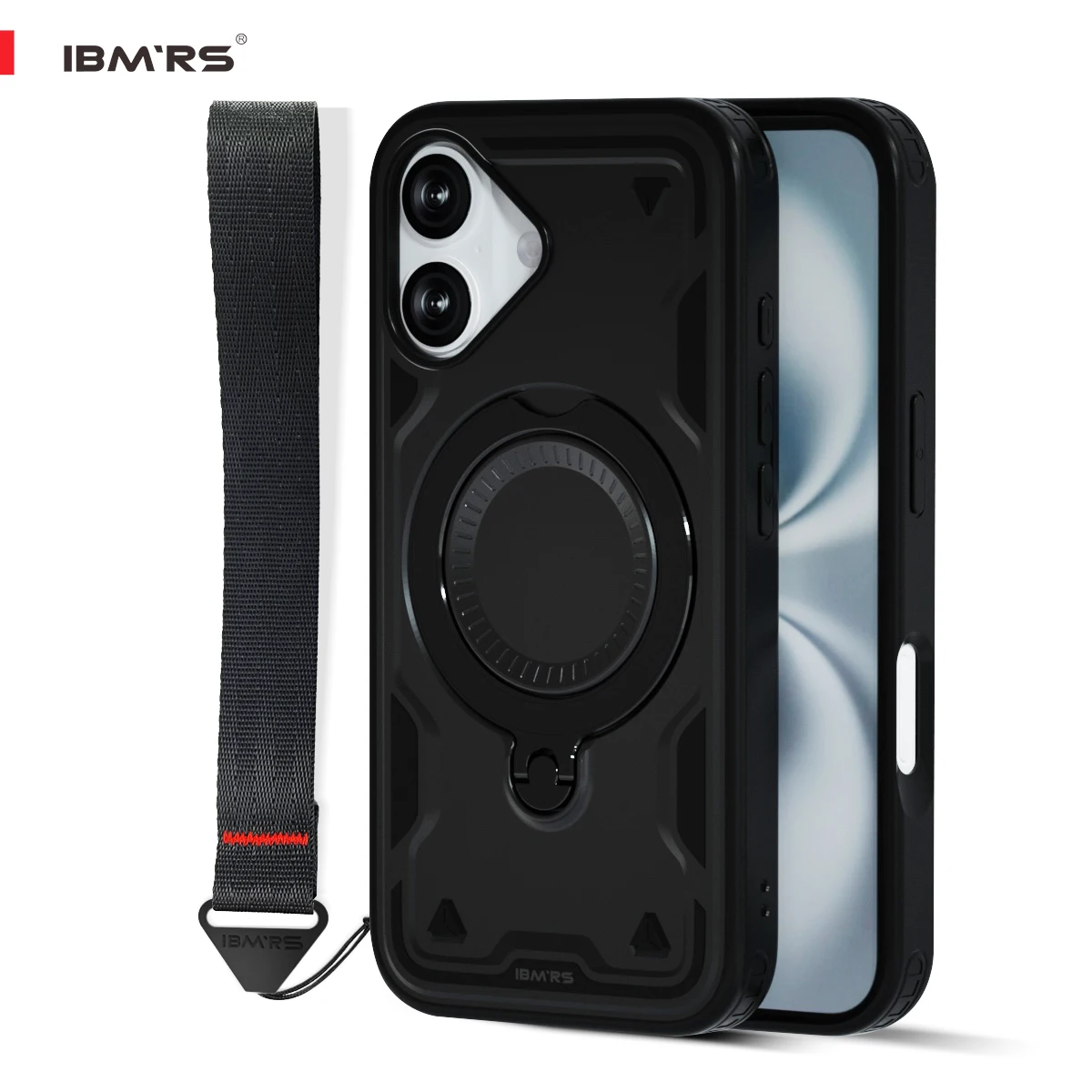 

IBMRS for iPhone 16 Case Magnetic Shockproof with Stand & Strap [Compatible Magsafe] Heavy Duty Cover