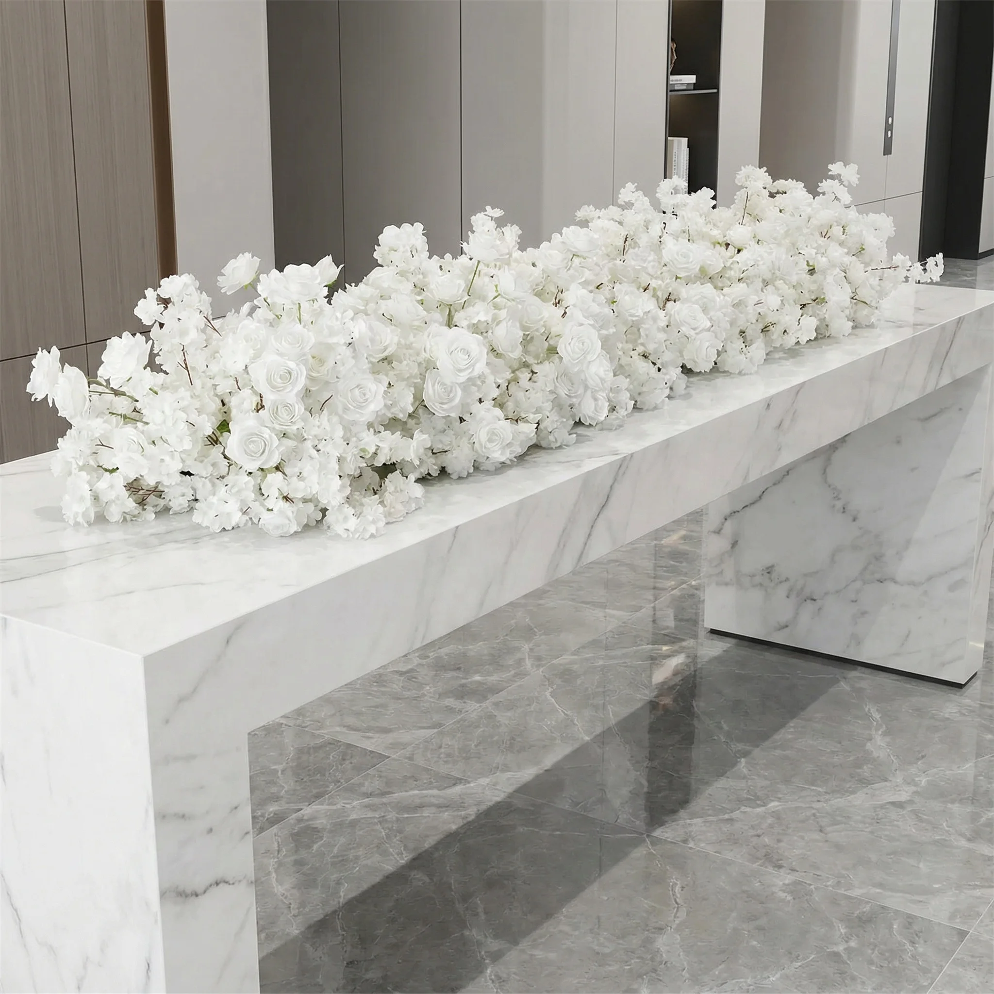 

Искусственный цветочный ряд Uflower 3D, 200 см, элегантный фон для свадеб, вечеринок и домашнего декора, искусственная зелень