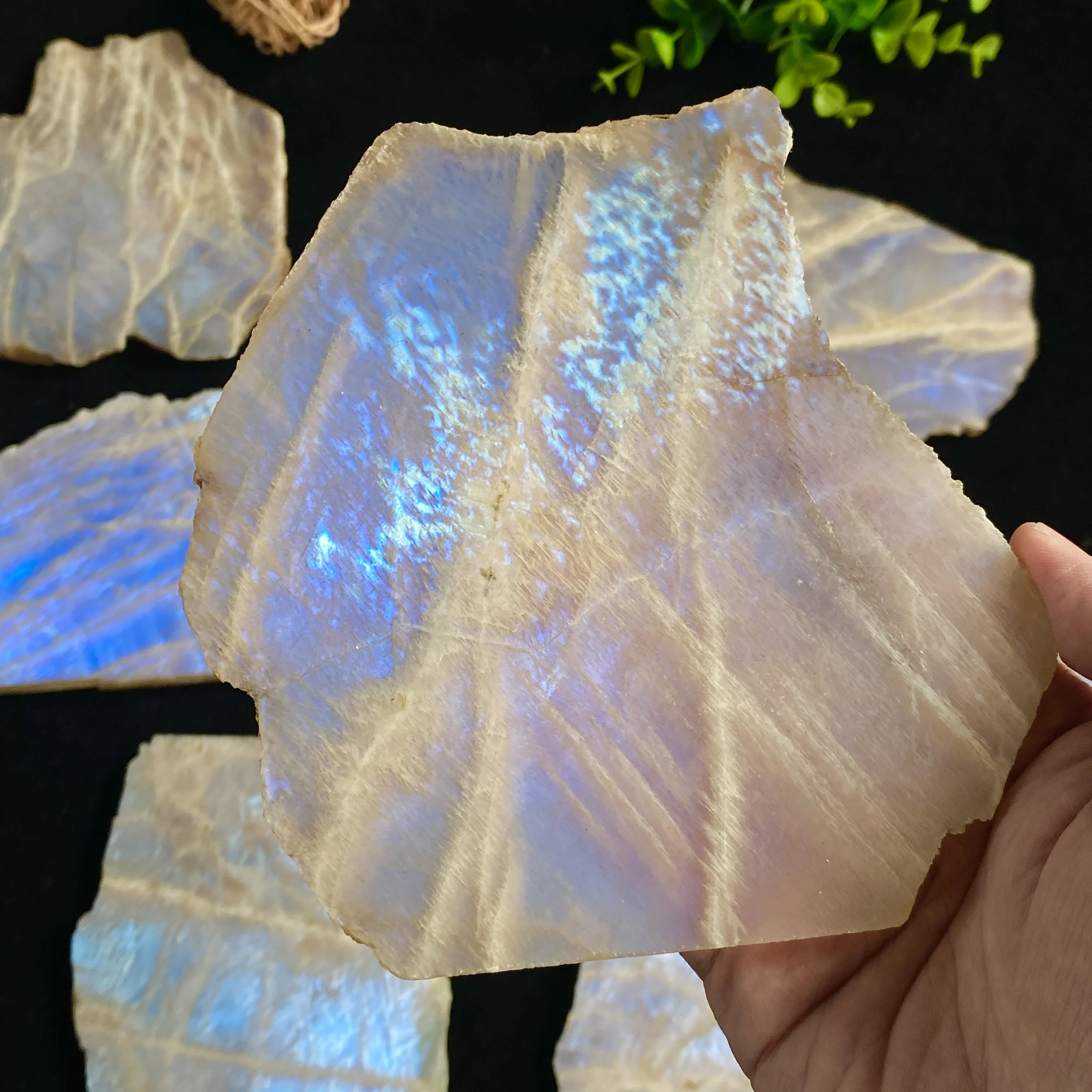 1PC Blue Moonstone Slice-Irregular Shape-Slicesunique Luster Texture Stone for Home Decor&Interior Decor,Elegant Decor Piece