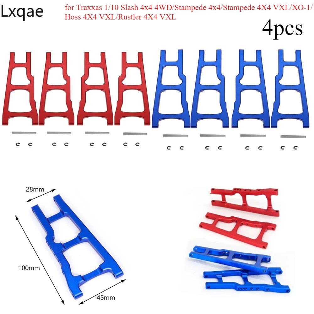 4 шт. передние и задние нижние рычаги подвески из сплава для RC 1/10 Traxxas Slash 4x4 Rustler Stampede XO-1, обновленные детали # 3655X