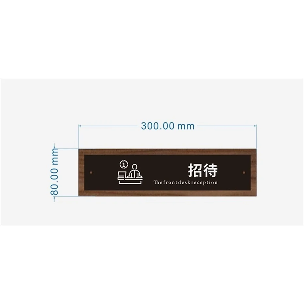 Walnut Nordic Lobby Front Cashier Card Senior Hotel Service Center Desk Sign Wood Reception Board Stand Holder Custom Letter