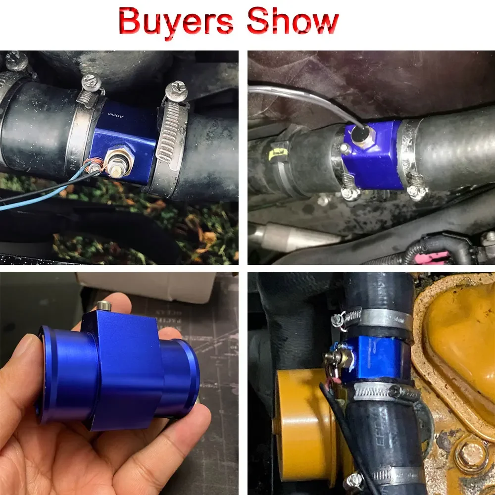 Watertemperatuur Sensor Adapter Pijp 28Mm/30Mm/32Mm/34Mm/36Mm/38Mm/40Mm Gauge Radiator Slang Adapter Blauw/Zwart