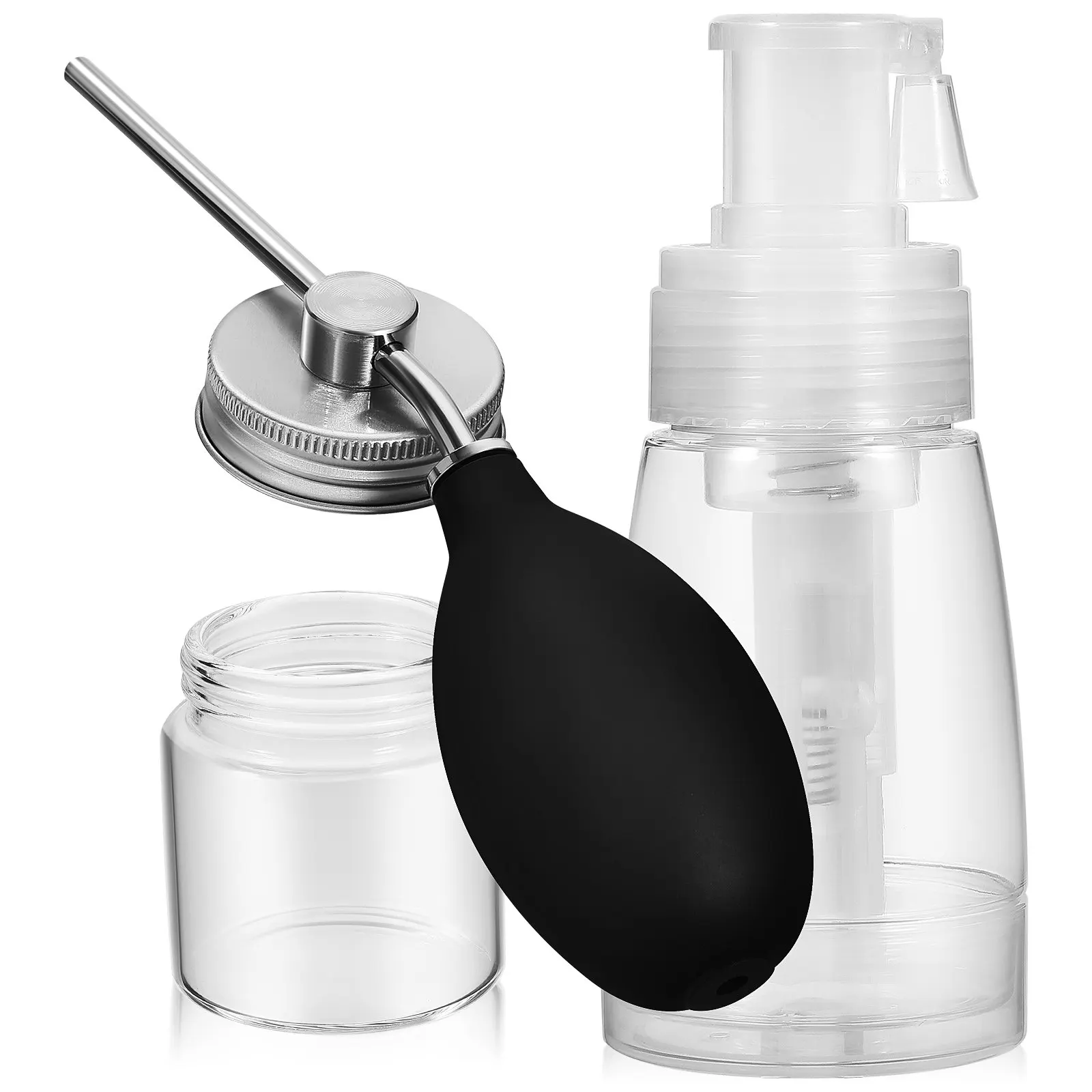 2Pcs Hair Fiber Spray Applicator Bottle Set Powder Spray Bottle for Dry Shampoo Root Coverage Portable Lightweight Salon Beauty