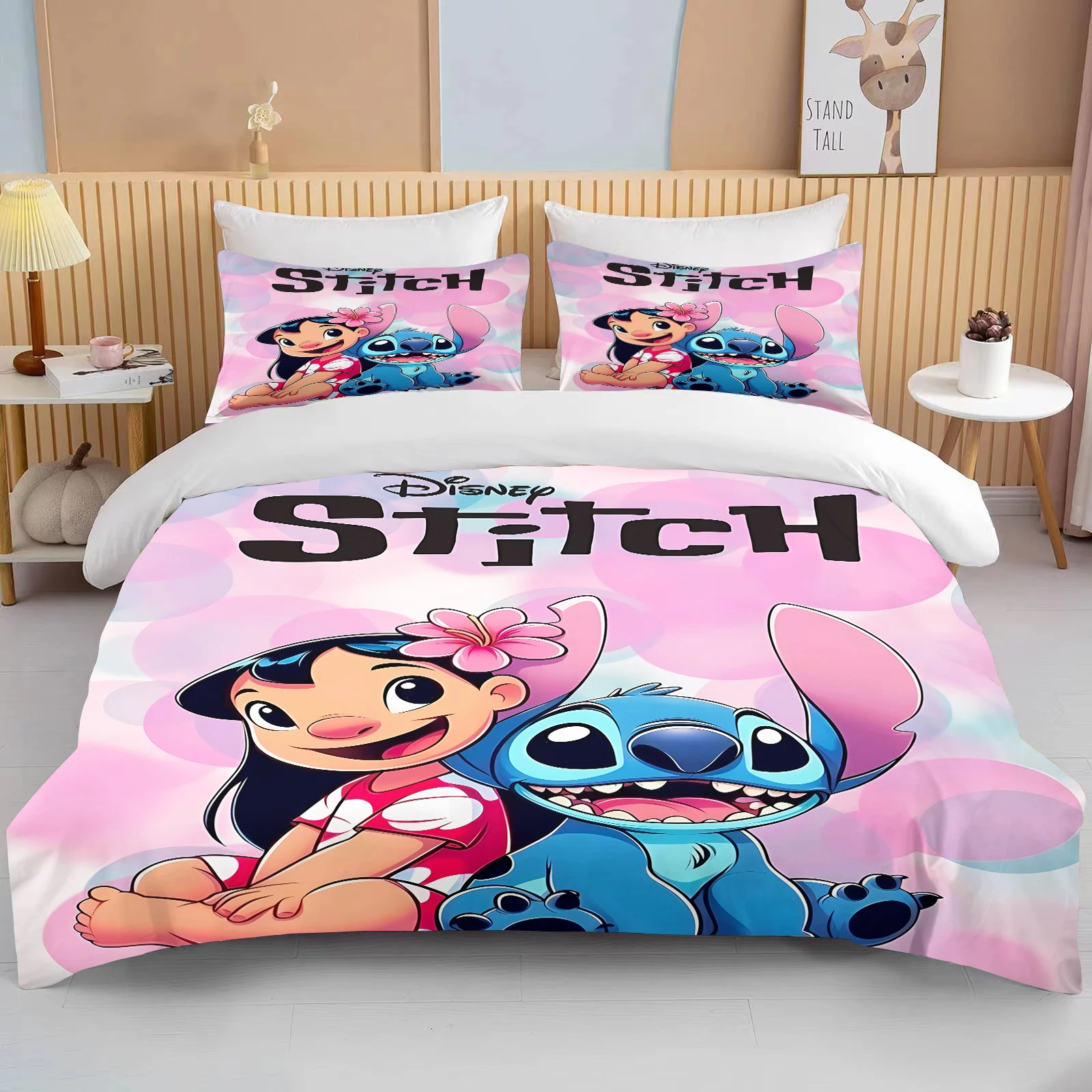 Disney Fashion Lilo Stitch Cartoon Anime Children Duvet Cover Set Comforter King Size Bedding Quilt Queen Twin Grade Bed Sheet