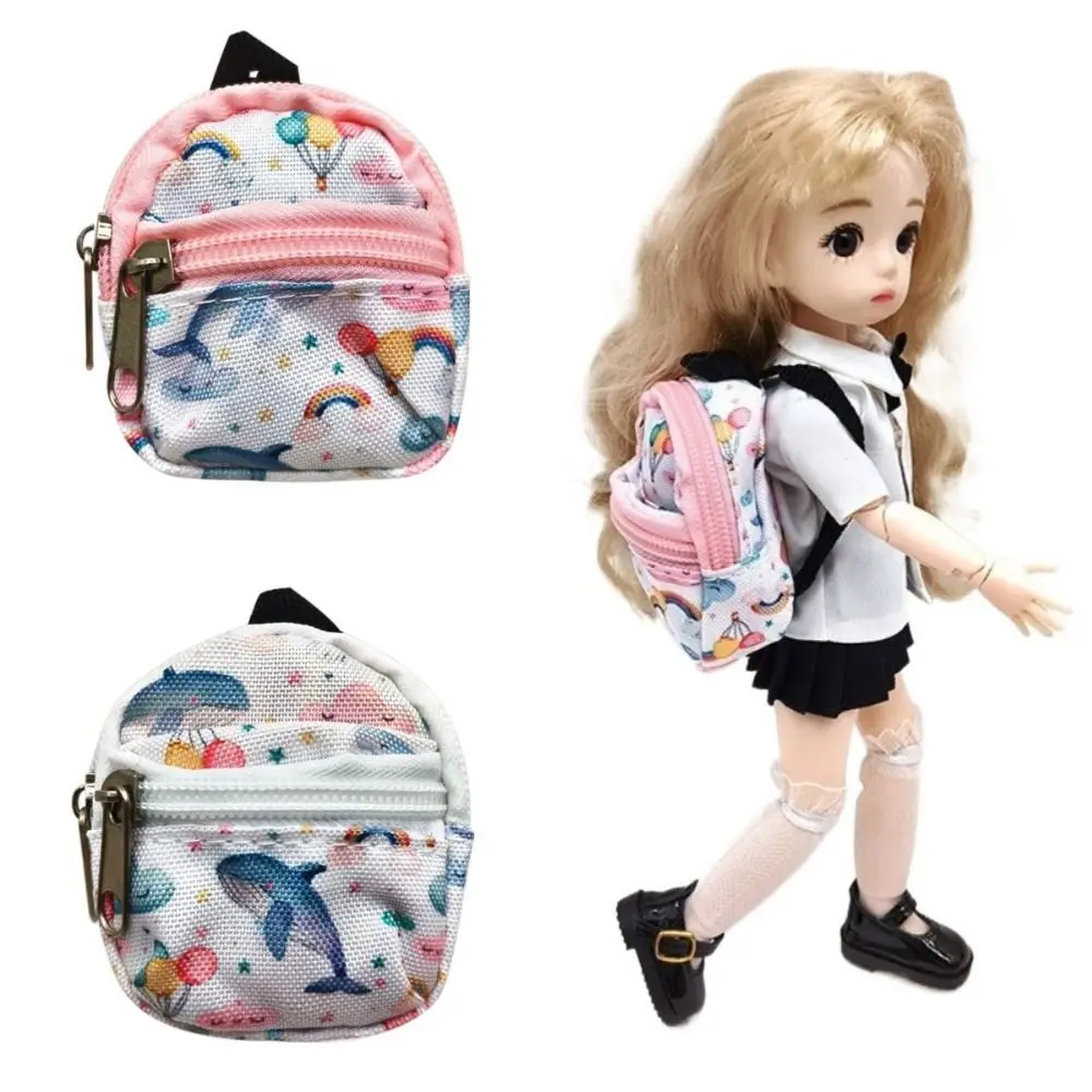 Sac à dos d'école en coton fait à la main, accessoires de poupée BJD, mignon fleur, décorations de maison de poupée, sac à dos Canva de remplacement, DIY, 1/6