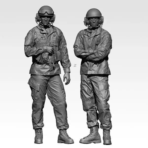 1/35 Modern Warfare Soldiers Two-person Team Resin Soldier White Model DIY Coloring Assembly Models 3D Printed Figurines