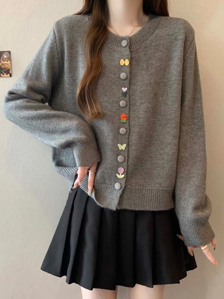 

Вязаный свитер с пуговицами, весенний, женский, больших размеров, модный, повседневный, свободного кроя, мягкий трикотажный топ