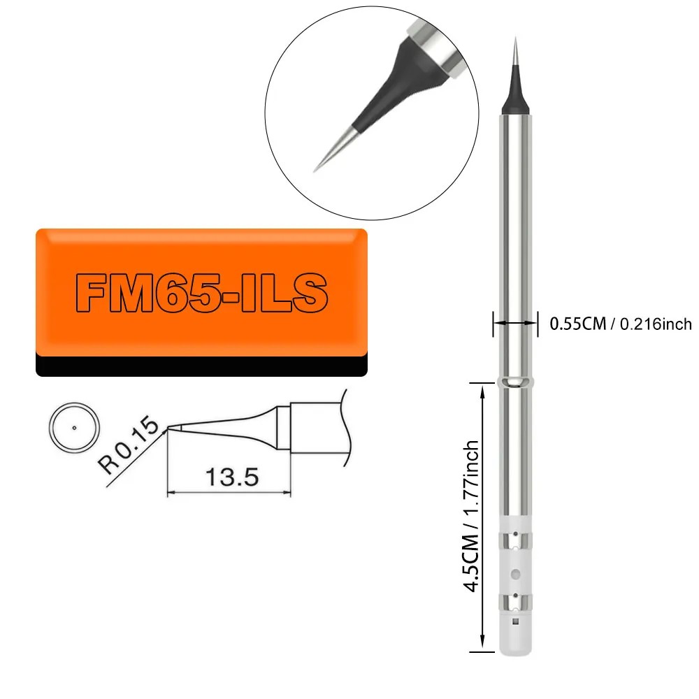 Punte per saldatore Riscaldatore di ricambio Punta per saldatura KU K65 B2 ILS BC3 BC2 per stazione di saldatura OLED FNIRSI HS-01 /GVDA GD300/T85