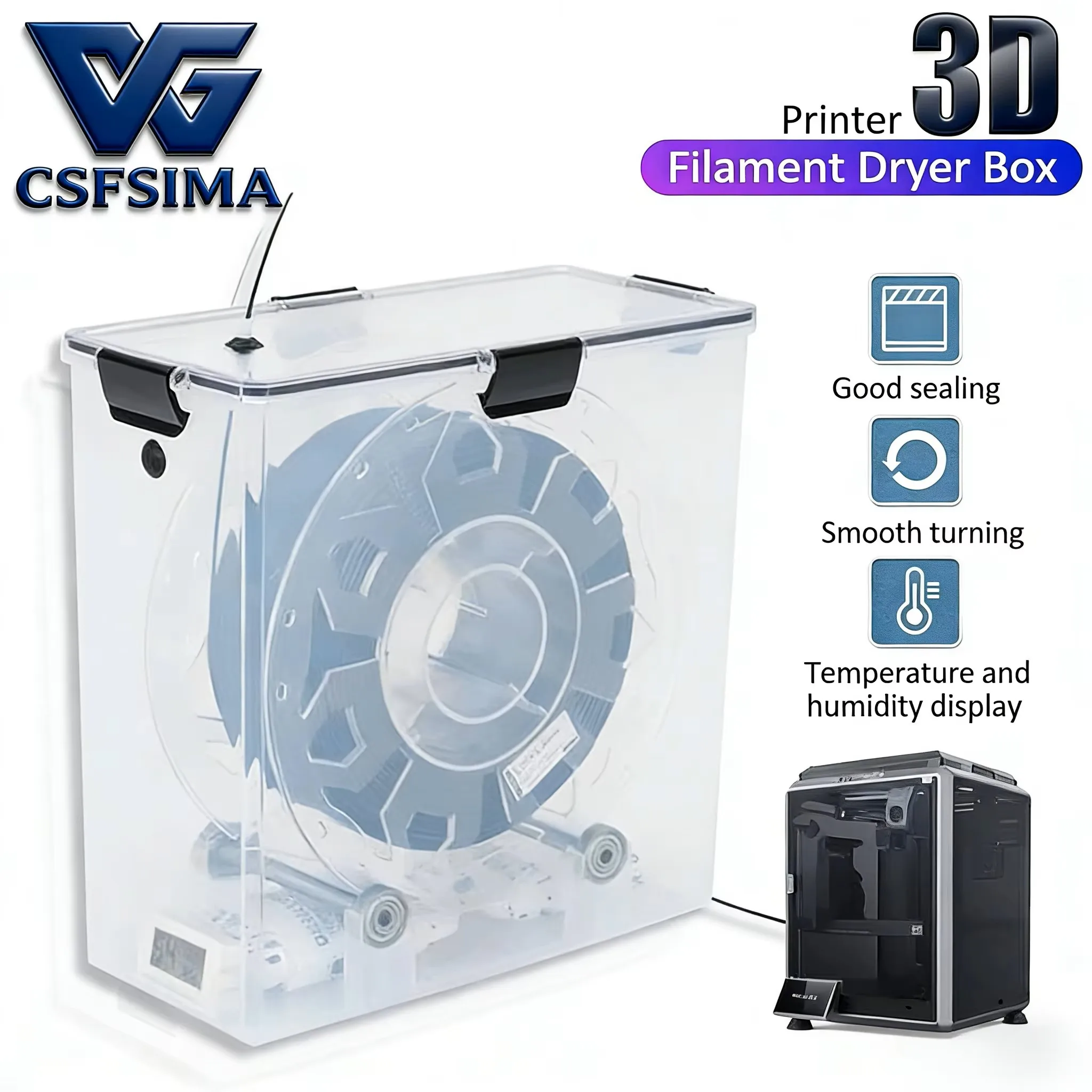 

Universal 3D Printer Filament Dry Box Sealed Moistureproof Dustproof Storage Case with 1KG Spool Tray for PLA PETG ABS Filament