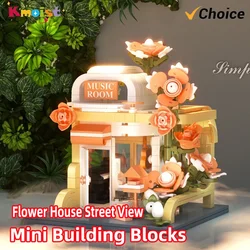 Flower House Street View Architecture Brick Block Children's Puzzle Assembly Toys Christmas Gifts Building Blocks Assembly Model