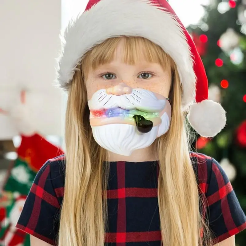 Voice Changer Toy Santa Claus Kids Cosplay Facial Shield Voice Changing Face Toy For Christmas Led Cosplay Facial Cover USB