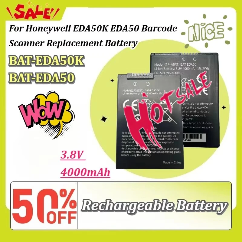 New BAT-EDA50K BAT-EDA50 3.8V 4000mAh Li-ion Rechargeable Battery For Honeywell EDA50K EDA50 Barcode Scanner Replacement Battery