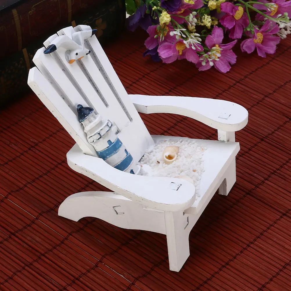 

3 Pcs Miniature Beach Chair Model Wooden Craft Resin Decoration Kids Adornment Table nament Home Decor Summer Design Relax