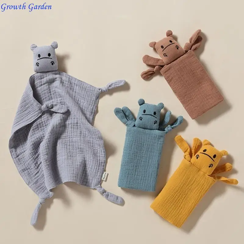 

Cotton Muslin Blanket Security Blanket Hippo Snuggles Toy Kids Sleep Toy E65D