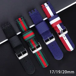 17mm 19mm 20mm Nylon Watch Strap Canvas Watchband for SWATCH Sport Soft Comfortable Wristband Universal Replacement Bracelet