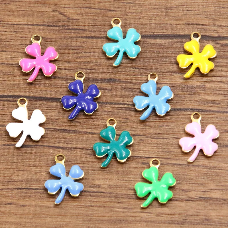 

5 шт., 10 цветов, 9X13 мм, нержавеющая сталь, золото, эмаль, капельное масло, подвеска в виде растения, двусторонний цветок для изготовления ювелирных изделий, ювелирные аксессуары