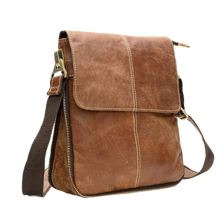 2026 New Luxury Men's Handbags Cow Genuine Leather Male Vintage Shoulder Bag Real Natural Leather Crossbody Bags Messenger Bags