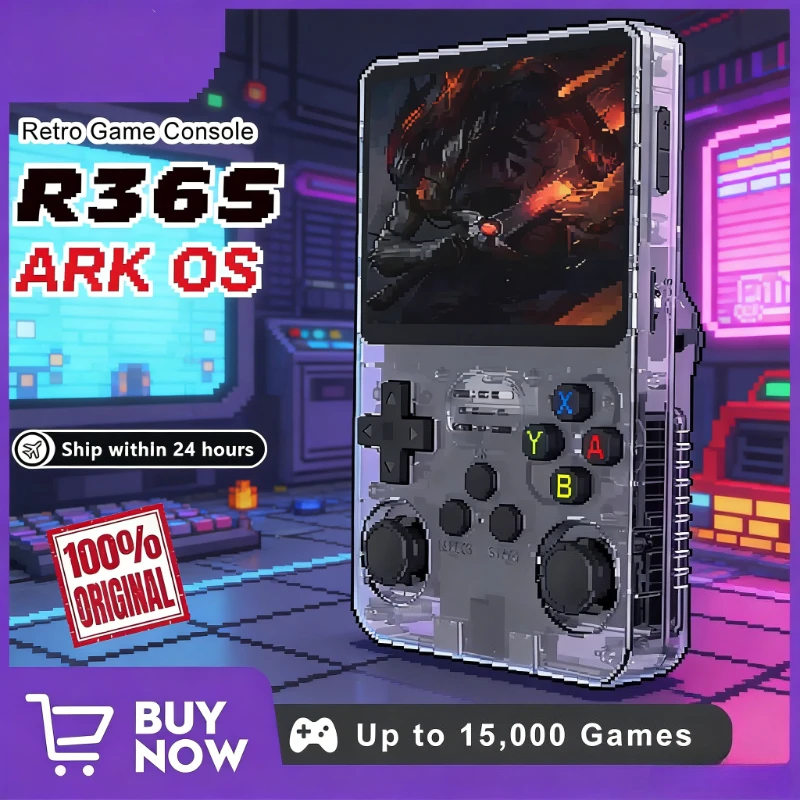 

R36S Portable Retro Game Console Arkos 2.0 System 3.5 Inch Single Card 64GB 128GB 20000 Games Pocket Player