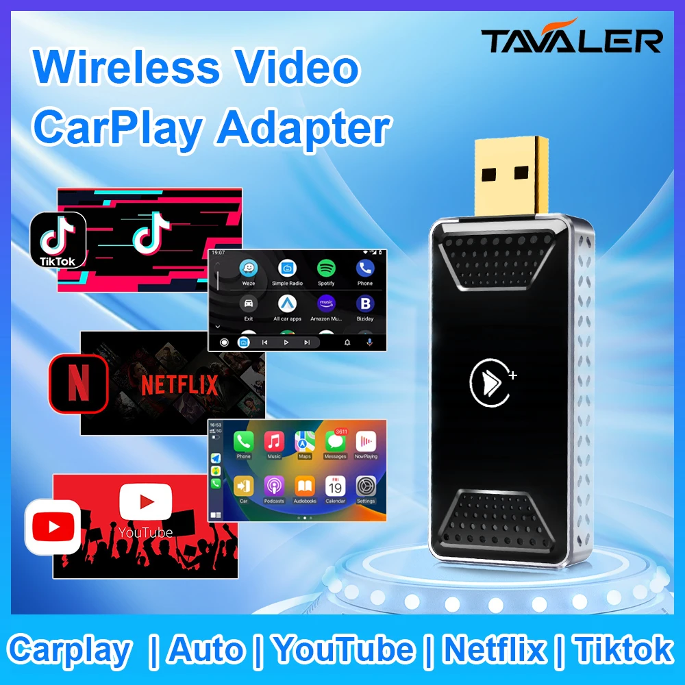 

NEW Carplay Android Video Box Wired To Wireless Carplay 2 IN 1 Android Interconnected Car Supports Video APP;YouTube,Tiktok etc.