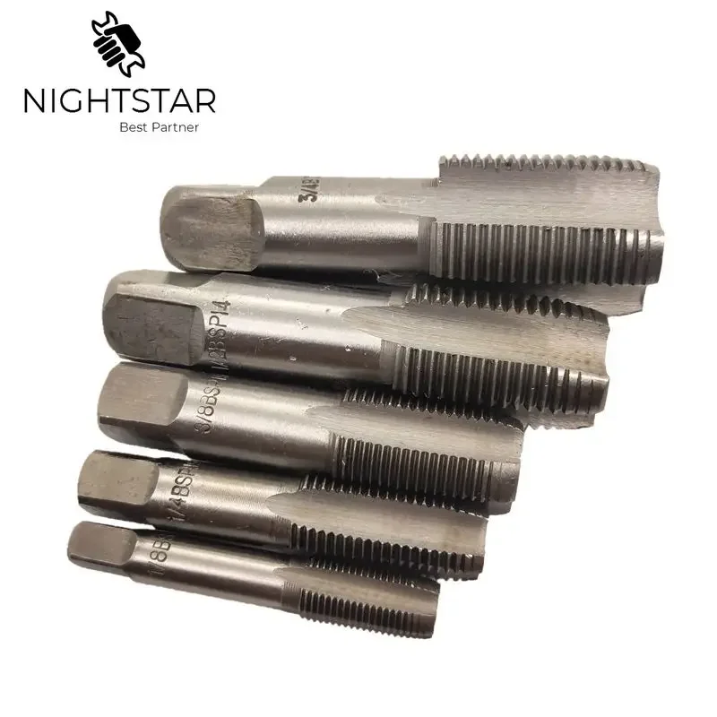 Krachtige 5Pcs HSS Taper Pipe Tap Metal Screw Thread BSP 1/8\