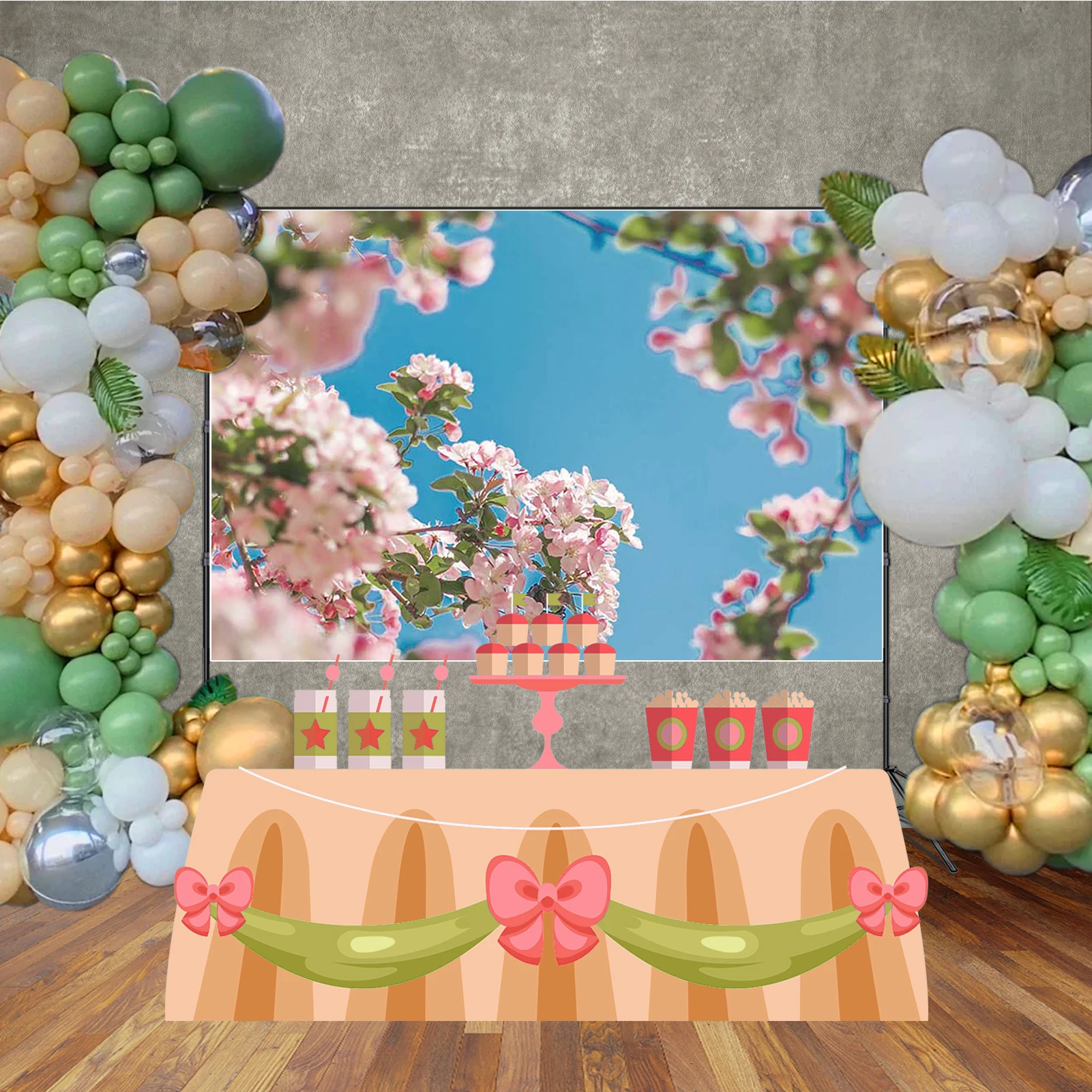 MOON.QG Latar Belakang Dekorasi Rumah Mekar Bunga Sakura Musim Semi Latar Belakang Fotografi Langit Biru Alam Cabang Bunga Merah Muda