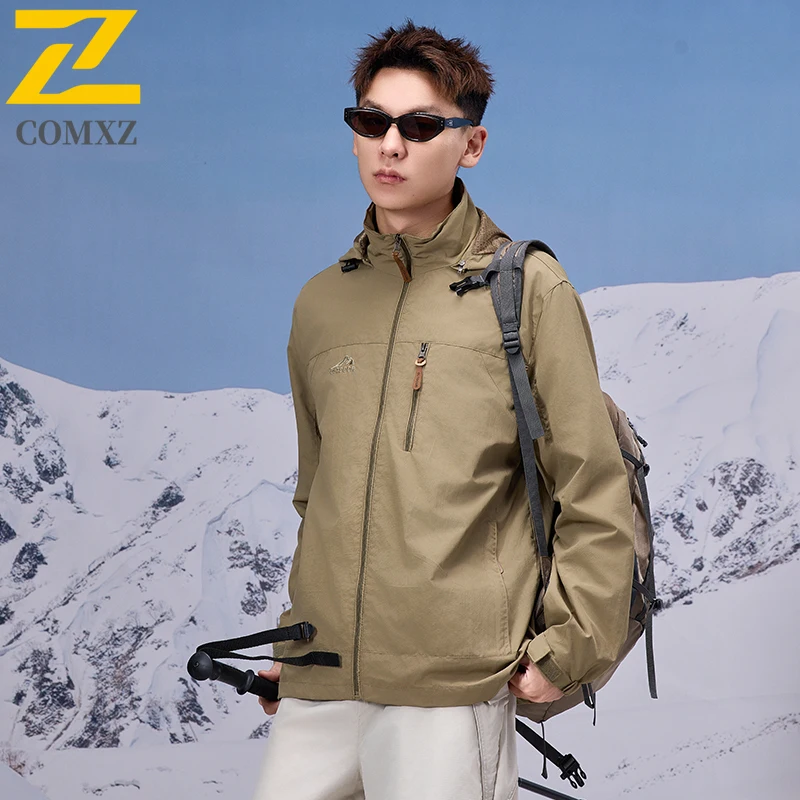 

Windbreaker Men Camping Jacket Waterproof Outdoor Hooded Coat Sports Fishing European Size S-5XL Field Climbing Thin Outwear