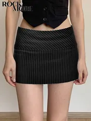 Rockmore Office Women Striped Wrap Skirts Y2k Estetyczne wyszczuplające seksowne krótkie spódniczki z niskim stanem Eleganckie spódnice dla seniorów na wszystkie mecze