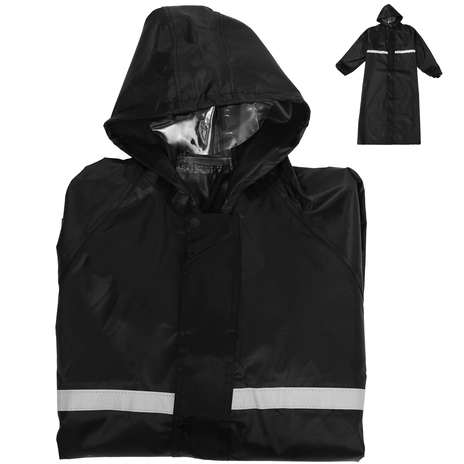 

1Pcs Labor Insurance Raincoat Waterproof Reflective Strips Thick Windbreaker Black Xxxxl Rainwear for Rainy Days