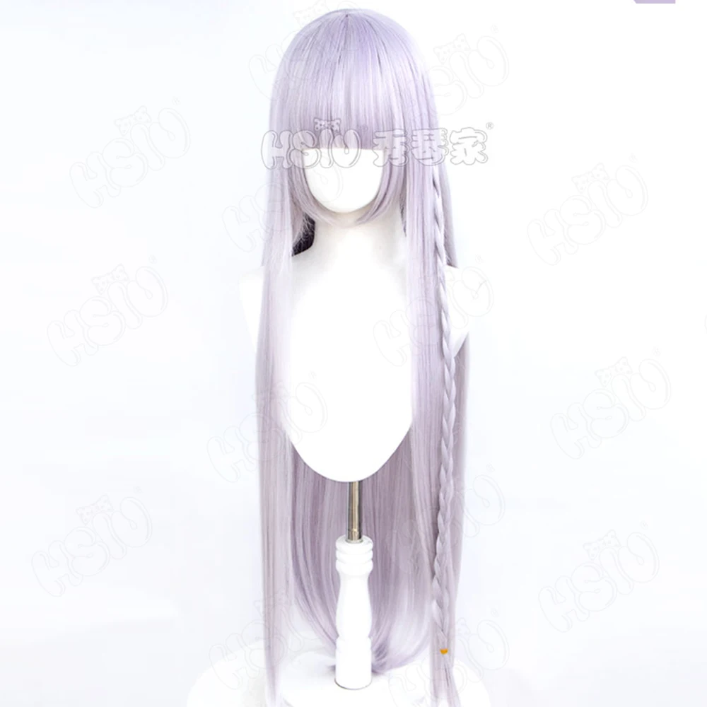 Perruque de Cosplay de l'Anime Kirigiri Kyoko, Cheveux Longs Gris Clair Violet, Perruque de Jeu