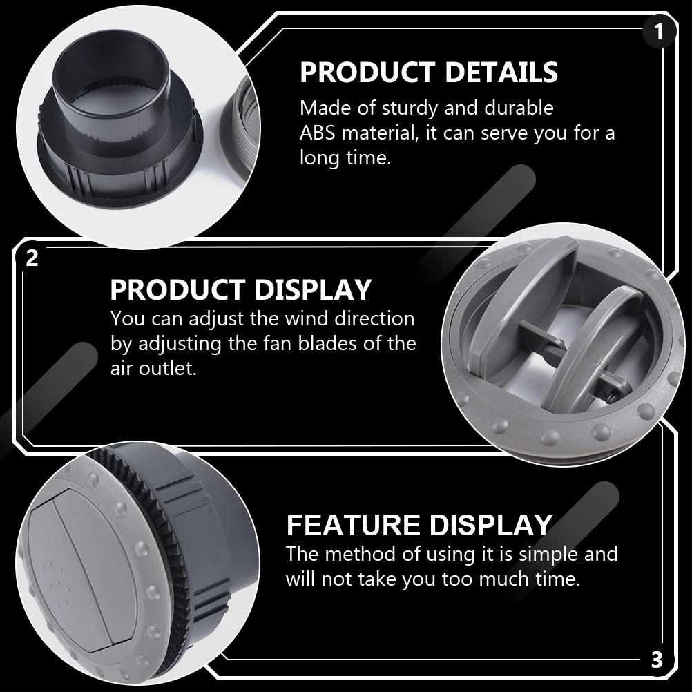 

2pcs Universal Conditioning Vent Deflector For Rv Bus Round Air Outlet Adjustable Durable Abs Bus Air Outlet Vents Rv Supplies