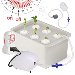 6-Hole 5L Soilless Hydroponics Growing System 24 Hours Timing Controller Oxygen Pump Nutrient Solution Nursery Sponge Grow Kits