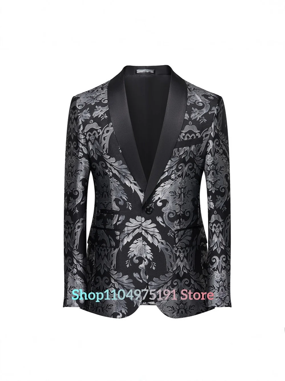 طقم بدلة رجالية من قماش الجاكار ذو لون رقيق بقصة ضيقة على الطراز الأوروبي والأمريكي، بدلة رجالية مكونة من قطعتين (سترة + بنطلون) بدلة عمل