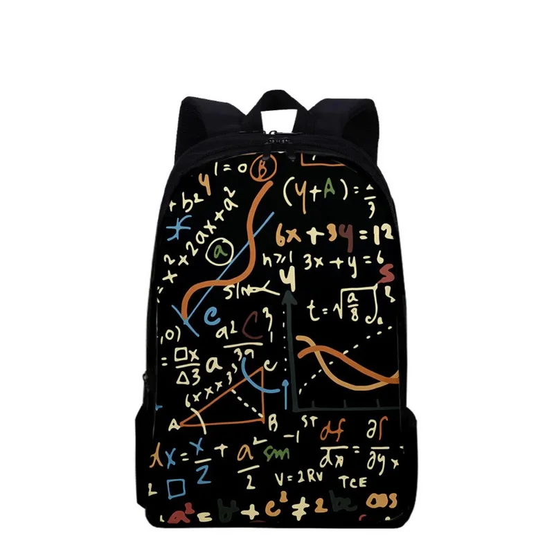 Mochila creativa con estampado de fórmula de matemáticas, bolsa escolar para estudiantes, bolsa de libros para niñas y niños, mochila de almacenamiento informal para adolescentes, mochila de viaje