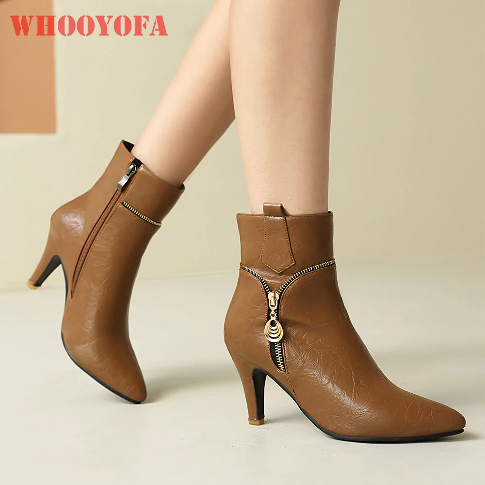 

2026 New Spring Fashion Brown Yellow Women Ankle Booties High Heels Office Lady Dress Shoes Plus Big Size 10 43 45 47