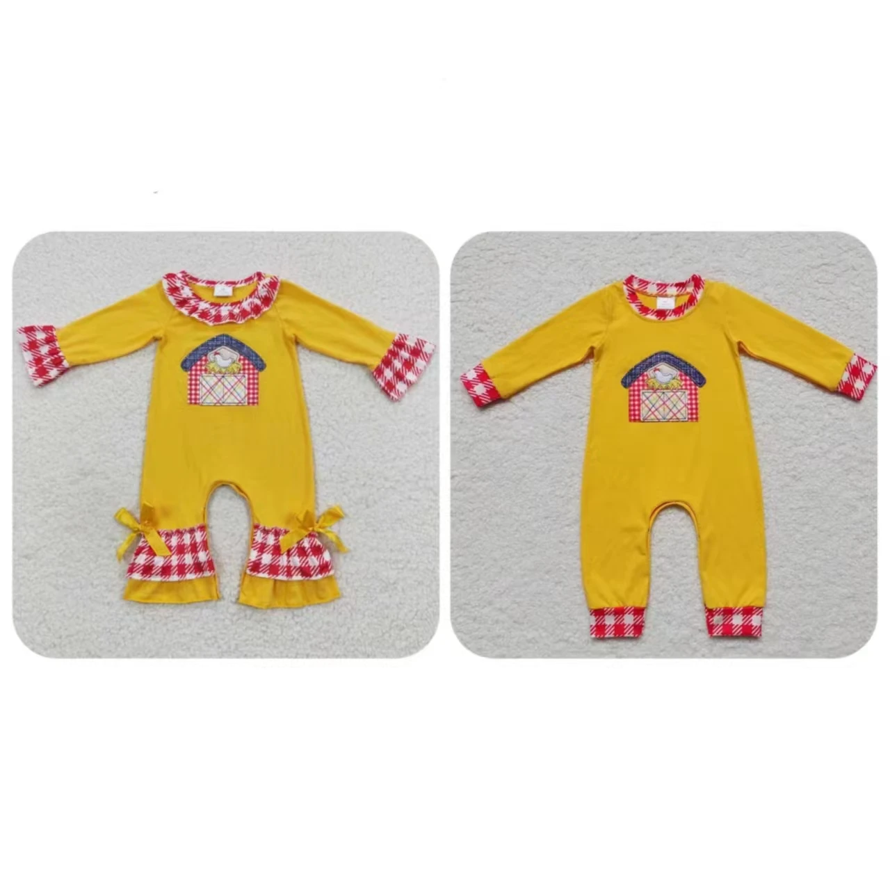 

Kids Farm Long Sleeves Romper Cotton One-piece Newborn Coverall Toddler Snap Botton Bodysuit Matching Baby Boy Girl Jumpsuit