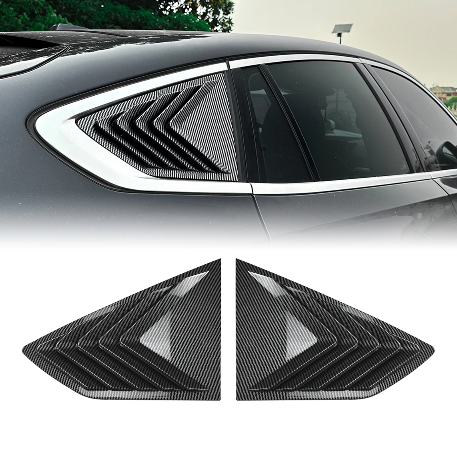 Para BMW X6 G06 2019-2025 ventana lateral trasera cubierta embellecedora de persiana aspecto de fibra de carbono/parabrisas negro brillante parasol protector solar