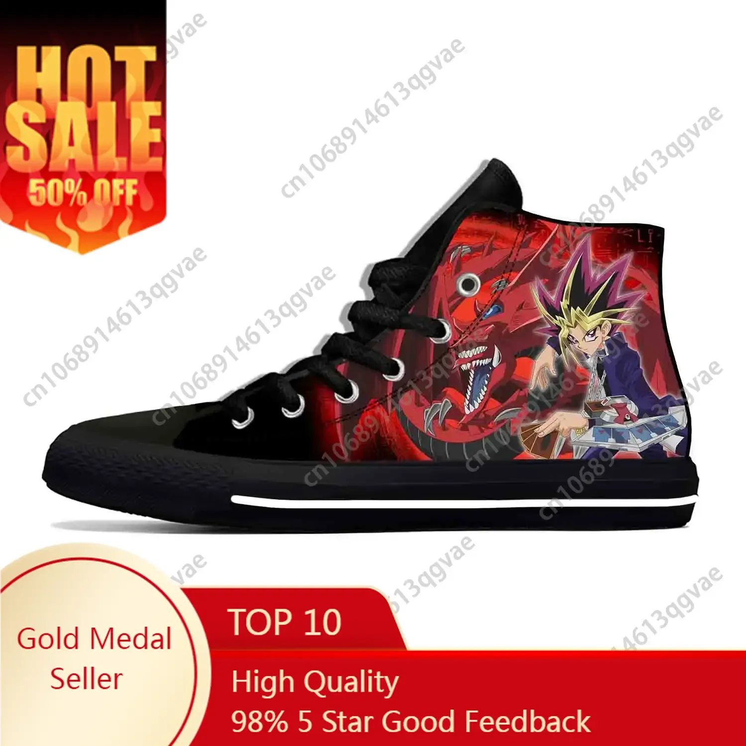 

Japanese Anime Cartoon Manga Yu Gi Oh Muto Yugi Casual Cloth Shoes High Top Lightweight Breathable 3D Print Men Women Sneakers