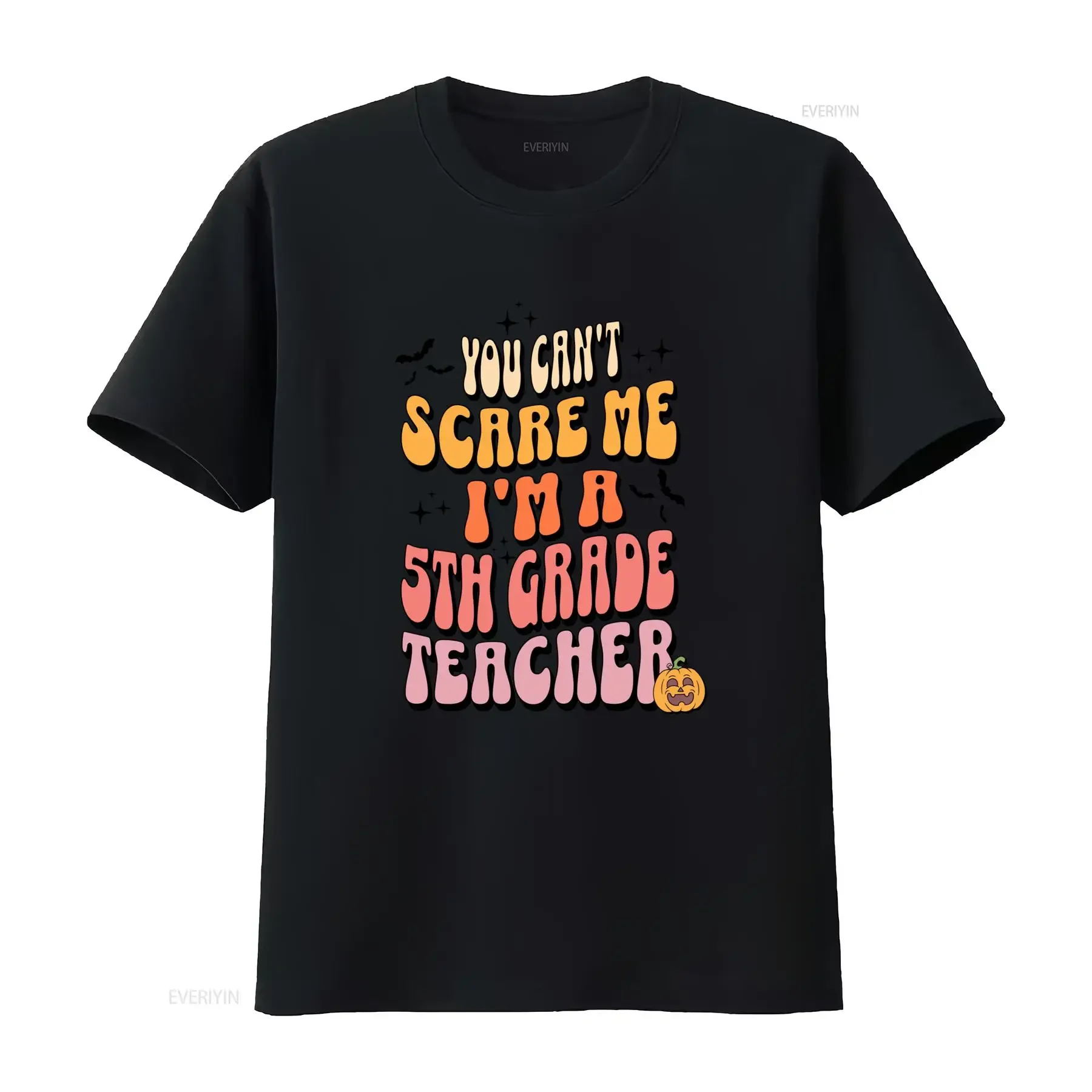 Groovy Retro Halloween 5th Grade Teacher Funny Slogan Print Casual T Shirt vintage Washed Unisex fashion Stylish Stretched